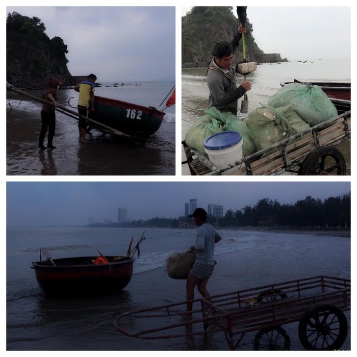 Nghề “đi mủng” đánh bắt gần bờ, 2-3h sáng đi, 7-8h sáng cập bờ. Mỗi mủng như vậy có 1-2 lao động. Nghề “đi mủng” đánh bắt quanh năm, chỉ trừ những ngày mưa to, gió lớn, biển động mạnh mới "gác lưới". Ảnh: Thanh Phúc