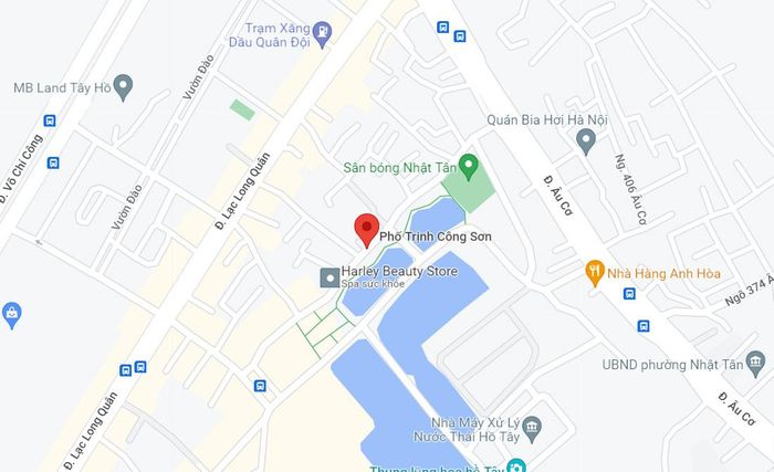 Phố Trịnh Công Sơn kéo dài từ ngã ba ngõ 612 Lạc Long Quân đến giao với dốc ngã ba đê Âu Cơ. Đoạn đường này dài 900m, rộng 9,5-12,5m, thuộc địa bàn quận Tây Hồ.