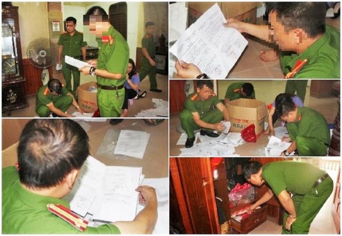Công an khám xét nơi ở của Lê Văn Bình. (Ảnh: Công an Nghệ An)