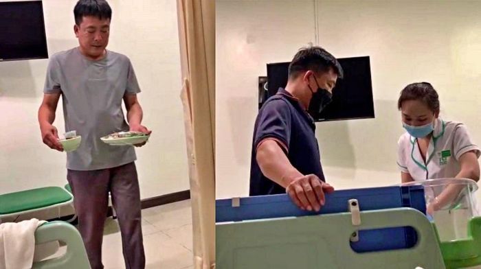 Ông Tân học cách chăm sóc cháu ngoại, chăm con gái trong bệnh viện.