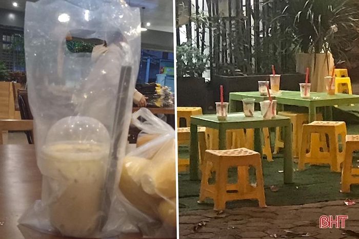 Những cốc nhựa đựng trà sữa, trà chanh... rất phổ biến tại các cửa hàng đồ uống ở TP Hà Tĩnh.