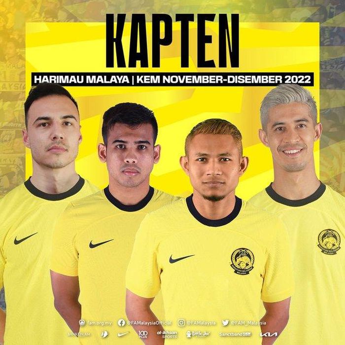 4 đội trưởng của Malaysia ở AFF Cup 2022 được HLV Kim Pan Gon chỉ định. Ảnh: FAM