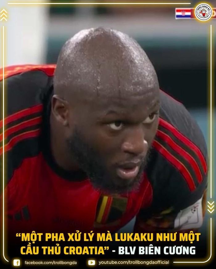 BLV Tạ Biên Cương "cạn lời" với màn trình diễn của Lukaku (ảnh: Troll bóng đá)