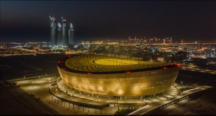 Sân vận động Lusail, nơi diễn ra trận chung kết World Cup 2022, được xây dựng với sự hợp tác giữa Qatar và Tập đoàn Xây dựng Đường sắt Trung Quốc. Ảnh: RTI