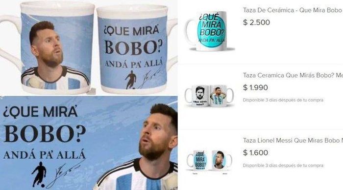 Không chỉ có áo, câu văng tục của Messi được in cả trên... cốc