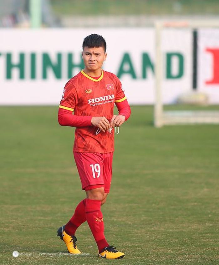 Quang Hải tập luyện chiều 16/12 cùng đội tuyển Việt Nam.Ảnh: VFF