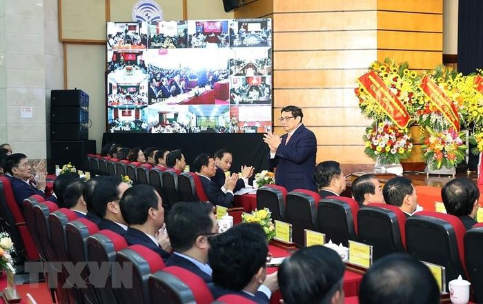 Thủ tướng Phạm Minh Chính đến dự hội nghị. (Ảnh: Dương Giang/TTXVN)
