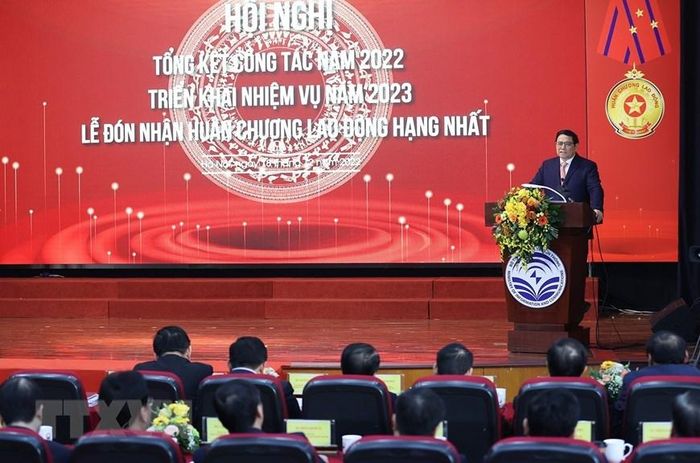 Thủ tướng Phạm Minh Chính phát biểu chỉ đạo. (Ảnh: Dương Giang/TTXVN)
