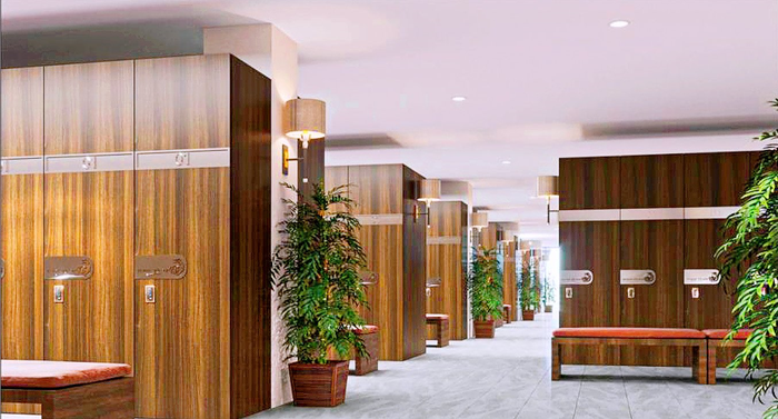  Locker với hệ thống tủ lớn, rộng rãi.