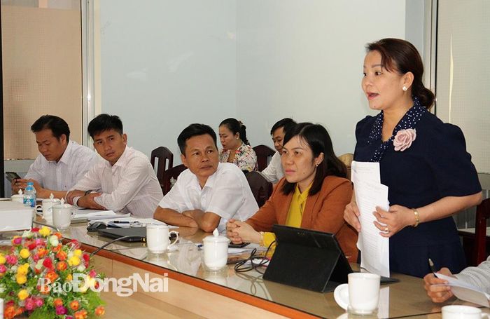 Bà Nguyễn Thị Thanh Thủy, đại diện UBND P.Tân Phong (TP.Biên Hòa) phát biểu tại cuộc họp