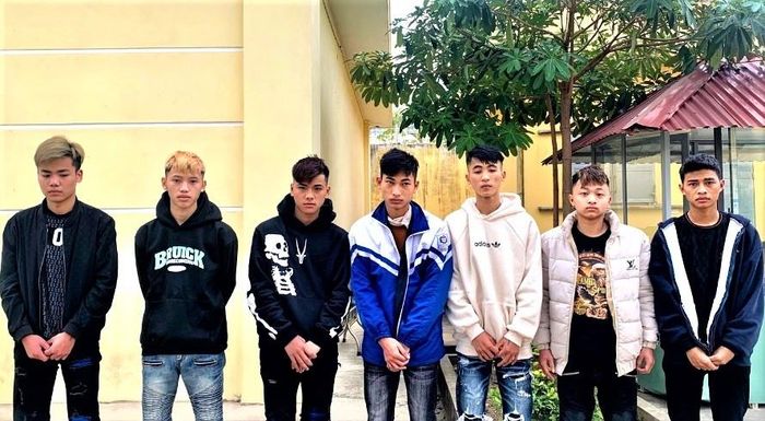  7 thanh niên cướp tài sản. Ảnh: Công an Bắc Giang. 