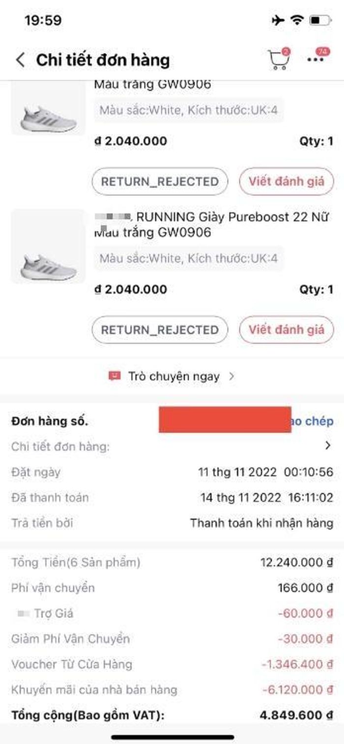 Sau khi áp voucher tích lũy, voucher của sàn và shop, voucher freeship và khuyến mãi của nhà bán hàng thì hóa đơn mua hàng của anh chàng này giảm từ hơn 12 triệu xuống chỉ còn 4,8 triệu đồng