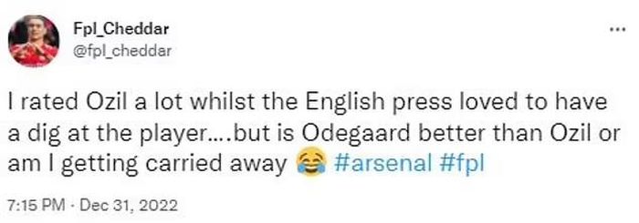 Một người khác bày tỏ sự yêu mến của mình tới Ozil cũng như Odegaard