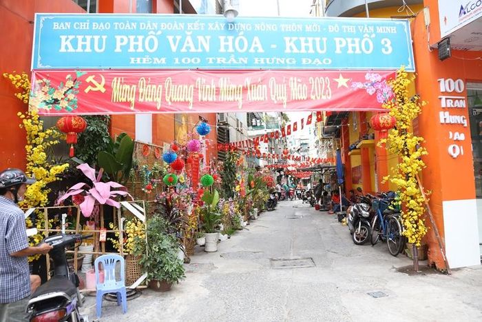 “Đường hoa mini” được dựng lên ven vỉa hè khiến ai cũng thấy chộn rộn trong người mỗi khi đi ngang qua đường này./.