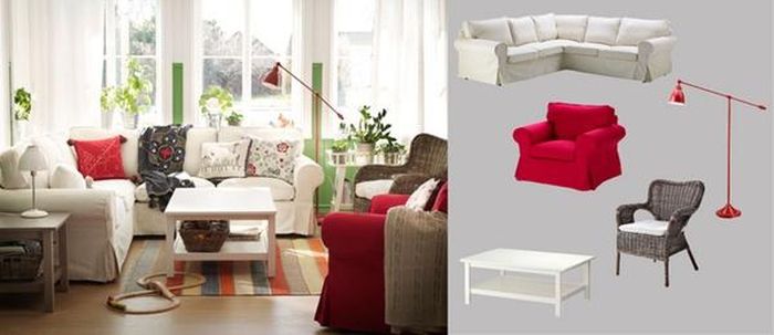 Lấy màu đỏ làm điểm nhấn tăng sức sống cho căn nhà bạn dịp Tết không phải là ý tưởng tồi. Chiếc ghế và gối trang trí đỏ thực sự nổi bật trong tổng thể trắng.
