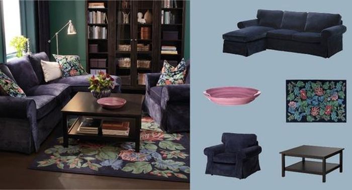 Ghế sofa màu tối dường như là sự lựa chọn hàng đầu của rất nhiều gia đình bởi chúng giúp che giấu các vết ố, bẩn của thời gian. Kết hợp sofa tối màu với những họa tiết sặc sỡ của thảm hoa và gối trang trí, căn phòng của bạn sẽ tràn đầy hơi thở mùa xuân