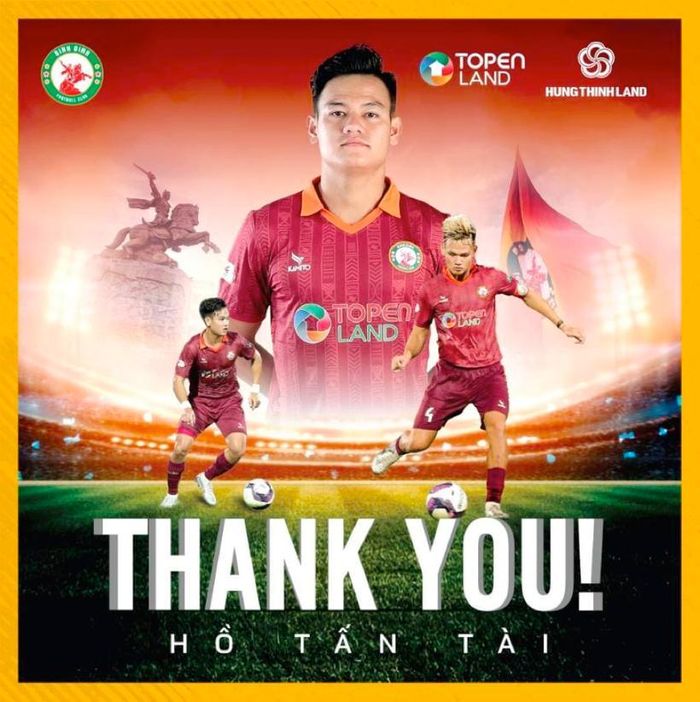 Bình Định thông báo chia tay Tấn Tài lúc khuya 16/1.