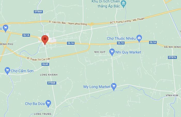  Vụ tai nạn xảy ra trên tỉnh lộ 868, thị xã Cai Lậy, Tiền Giang. Ảnh: Google Maps. 