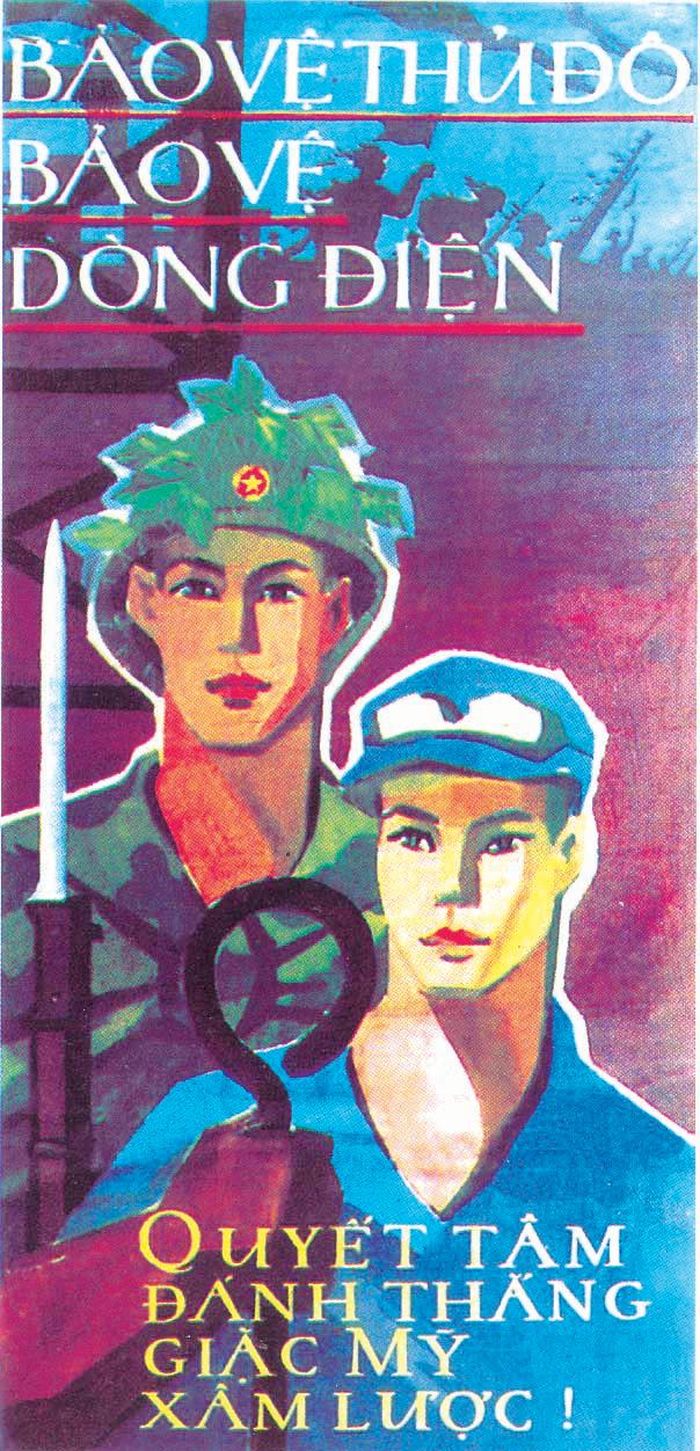 “Bảo vệ thủ đô, bảo vệ dòng điện” - tranh cổ động của Đỗ Mạnh Cường, 1967