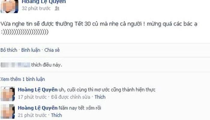 Tuy nhiên không phải ai cũng biết khoe thưởng Tết đúng cách. Một số bạn trẻ gần như "tự sướng", khoe khoang một cách quá lố về tiền thưởng nhằm mục đích khiến cho người khác phải ghen tị hoặc nể phục.