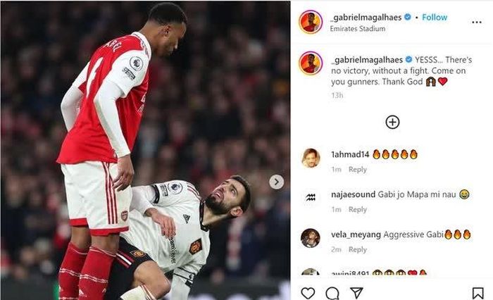 Gabriel Magalhaes đã chế nhạo tiền vệ Bruno Fernandes