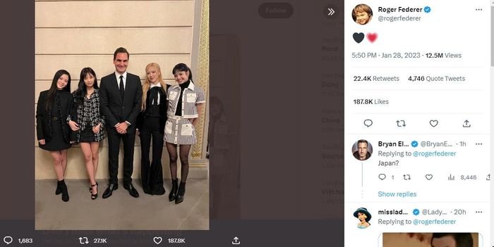 Chia sẻ của Federer trên trang Twitter. Ảnh: Twitter/Roger Federer