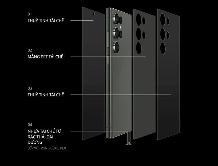 Galaxy S23 Ultra đã được tăng tỷ lệ vật liệu tái chế.