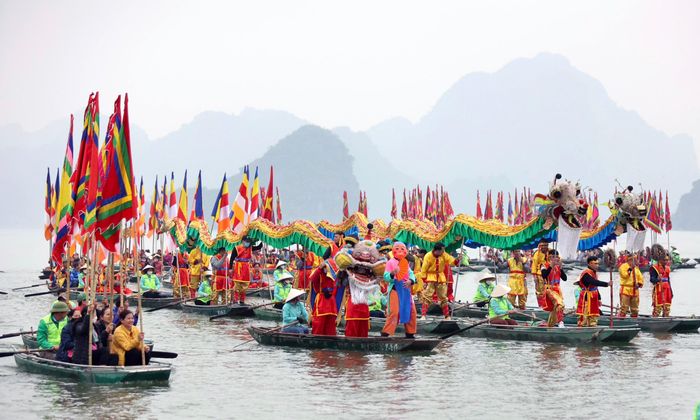 Nghi thức rước nước tại lễ khai hội Xuân Tam Chúc 2023. Ảnh: Như Ý.