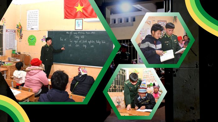 Thầy giáo Đinh Thái Đạt tân tụy hướng dẫn học viên.