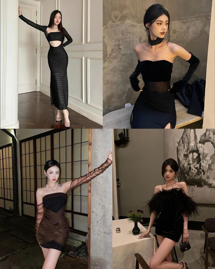 Các tông màu tối như đen, nâu... rất được ưa chuộng bởi các nàng theo phong cách này bởi nó mang đến vẻ đẹp vừa sang trọng vừa bí ẩn, cuốn hút. Tùy theo dáng người, bạn có thể lựa chọn các mẫu váy như: cut-out, đầm quây, tay bồng, hở vai... để tôn body hiệu quả