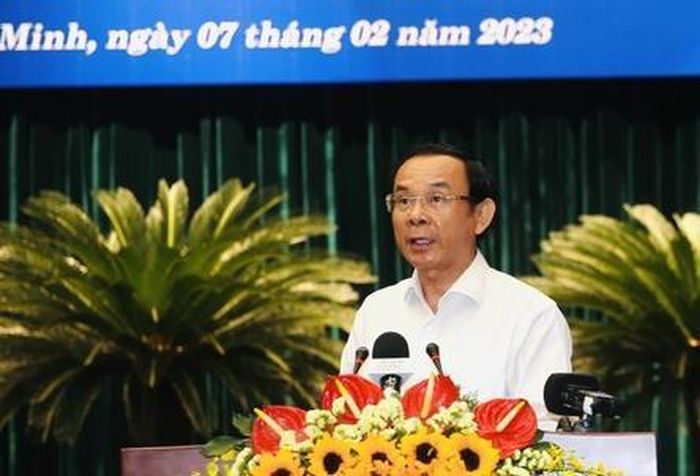 Bí thư Thành ủy TPHCM Nguyễn Văn Nên phát biểu tại buổi gặp mặt