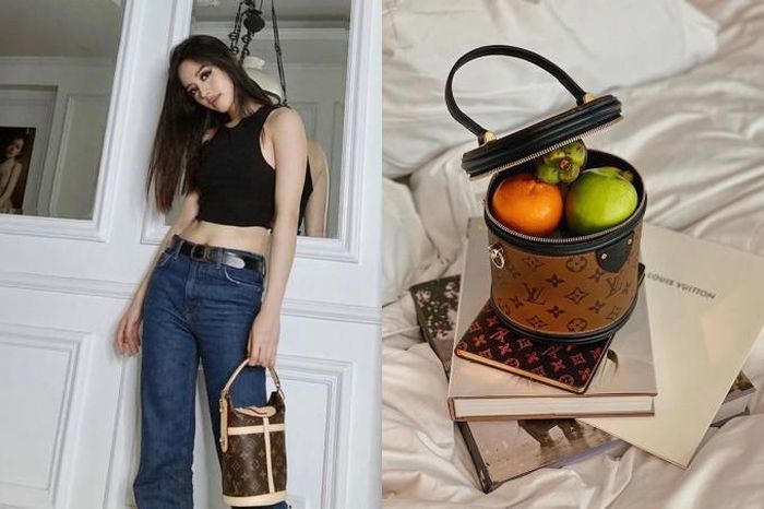 Khánh Linh sử dụng túi Louis Vuitton Cannes sang chảnh để đựng hoa quả sống ảo.