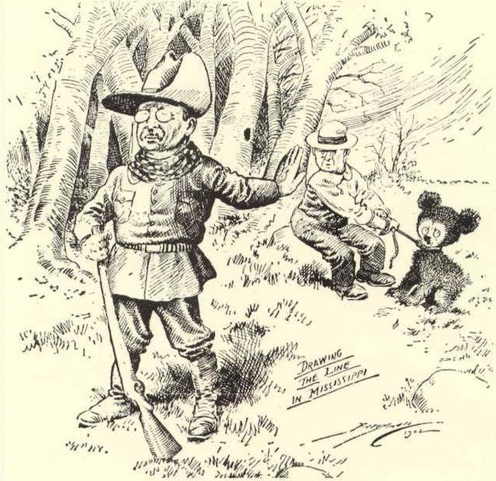 Tranh vẽ của Clifford Berryman trên tờ “The Washington Post”, thuật lại chuyến đi săn thất bại của tổng thống Teddy Roosevelt