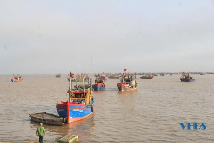Tàu thuyền của ngư dân vùng biển Ngư Lộc, Minh Lộc (Hậu Lộc) trở về sau chuyến vươn khơi bám biển. Ảnh: N.H