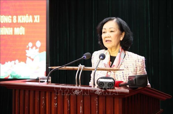 Trưởng ban Tổ chức Trung ương Trương Thị Mai phát biểu tại Hội nghị.