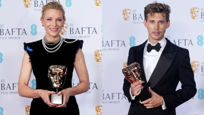 Cate Blanchett và Austin Butler (phải) nhận giải tại BAFTA 2023
