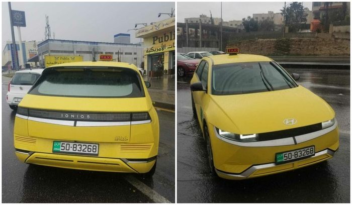  Cận cảnh Hyundai Ioniq 5 được sử dụng làm taxi tại Jordan. Ảnh: Carscoops. 