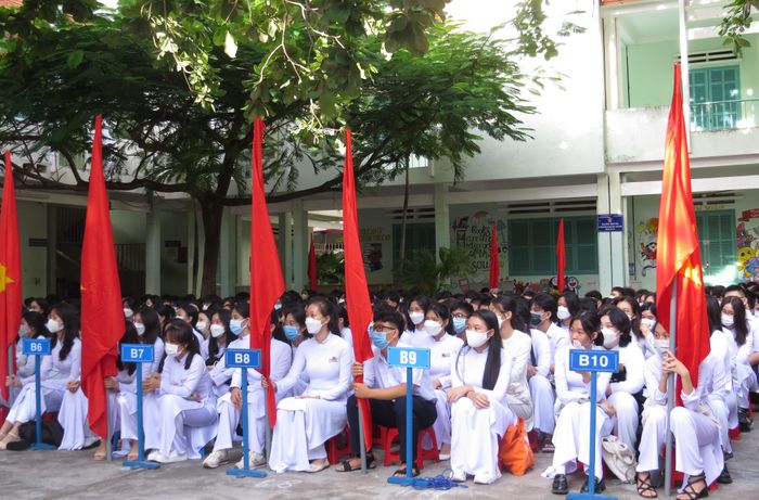 Học sinh Trường THPT Nguyễn Văn Trỗi, Tp.Nha Trang, tỉnh Khánh Hòa. (Ảnh: Châu Tường).