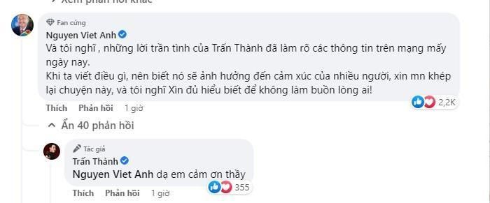 NSND Việt Anh cũng chia sẻ nỗi lòng của cậu học trò