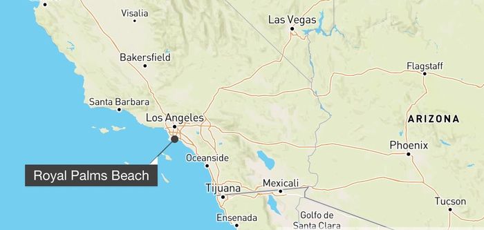 Bãi biển Royal Palms, thành phố Los Angeles, California, Mỹ. Ảnh: Mapbox.