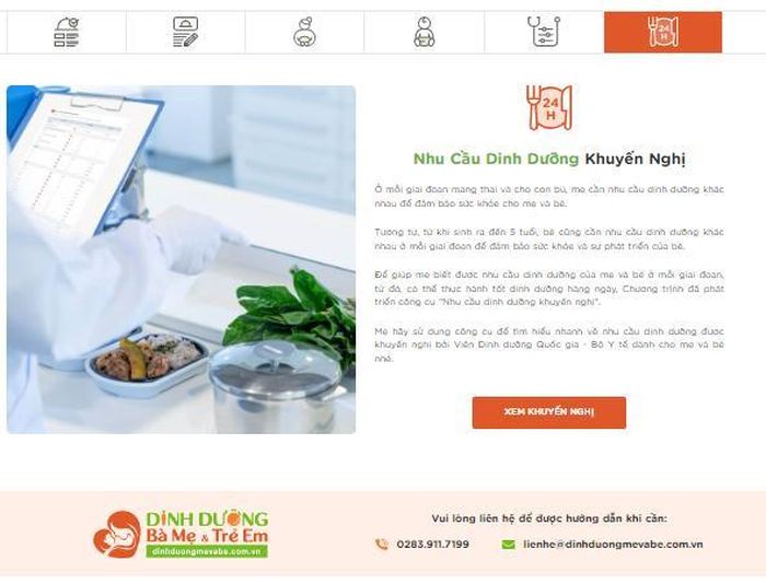 Mẹ có thể kiểm tra nhu cầu dinh dưỡng khuyến nghị của mẹ và bé ngay tại nhà.