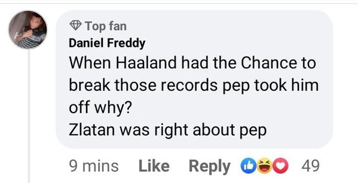 "Khi Haaland có cơ hội phá vỡ kỷ lục, tại sao Pep lại đưa cậu ấy rời sân. Zlatan đã nói đúng về Pep".