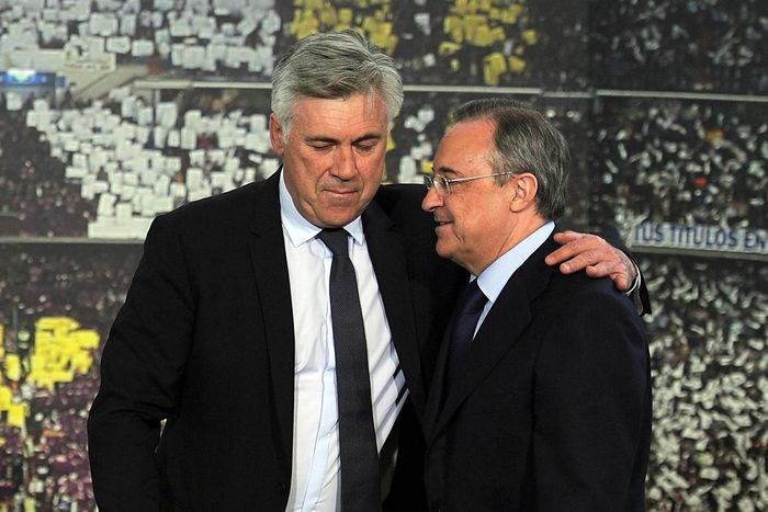 Ancelotti đã hai lần làm việc dưới quyền chủ tịch Perez ở Real, mang về hai chiếc cúp Champions League.