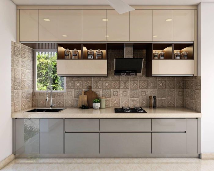 Bếp chữ I kiểu dáng hiện đại, phù hợp cho nhà nhỏ.