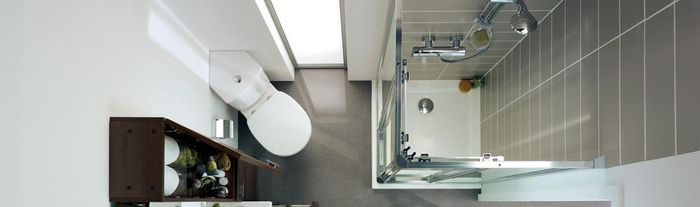 Wc nhỏ nhưng sắp xếp hợp lý vẫn tạo được thẩm mỹ.