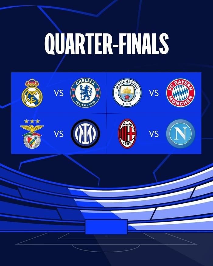 Kết quả bố thăm vòng tứ kết Champions League.