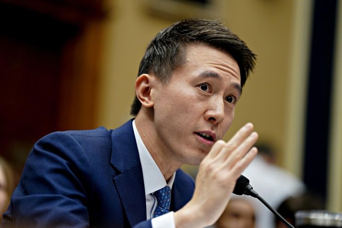  CEO Shou Chew trong phiên điều trần. Ảnh: Bloomberg. 