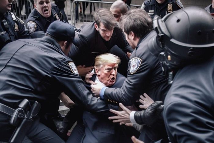  Ảnh ông Trump bị bắt do AI vẽ. Ảnh: Eliot Higgins. 