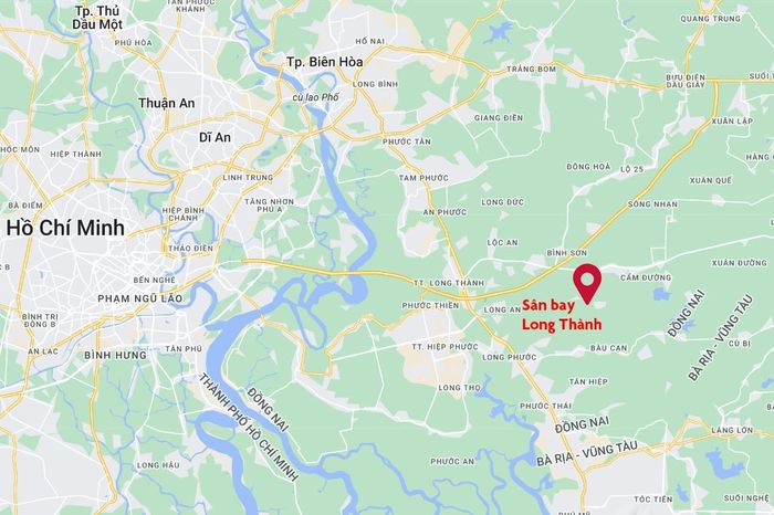  Bản đồ khu vực sân bay Long Thành. Ảnh: Google Maps. 
