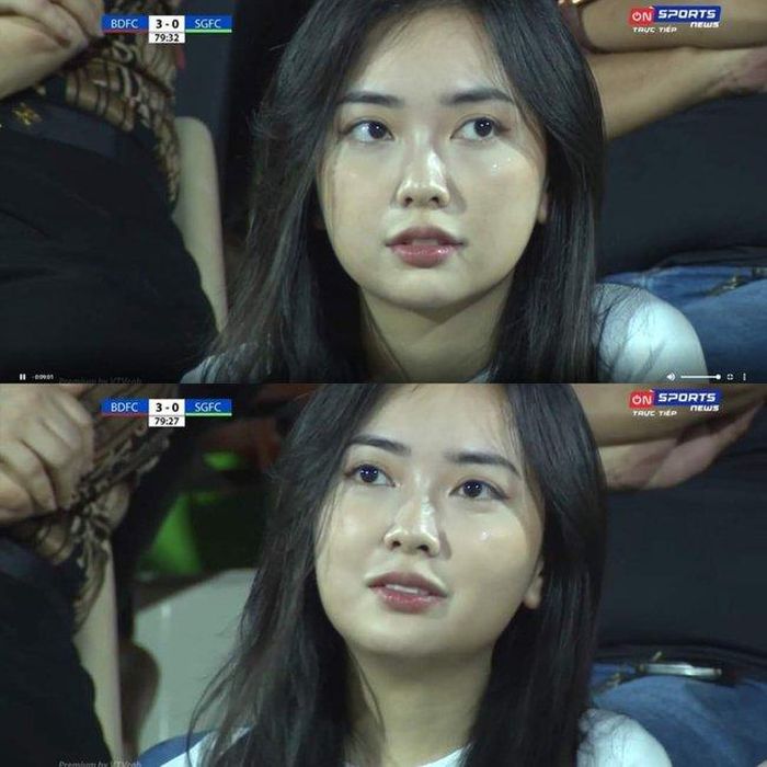 Dưới ống kính của cameraman nhà đài, gương mặt của bà xã Đức Chinh vẫn tỏa sáng nổi bật